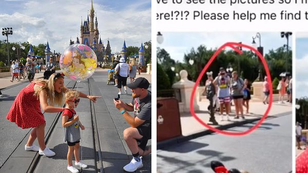 A couple got engaged at Walt Disney World Resort in front of Cinderella Castle at Magic Kingdom and they're on the hunt for people who appeared to be taking a video of the magical moment.