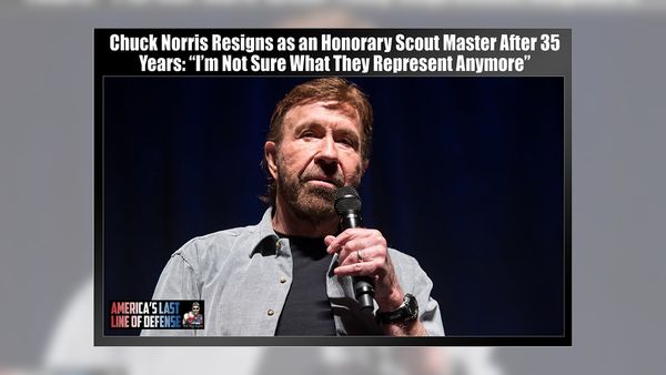 An online rumor claimed Chuck Norris resigned as honorary scoutmaster from Boy Scouts of America and said the words I'm not sure what they represent anymore.