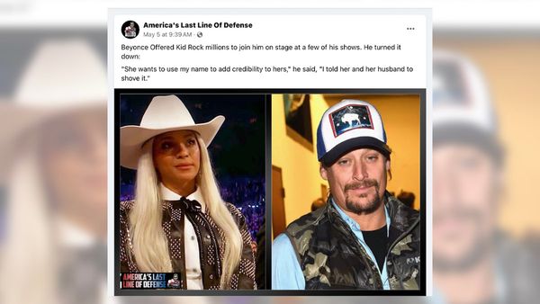 A Facebook user claimed in a post Beyonce offered Kid Rock millions of dollars to join him on stage at his concerts.